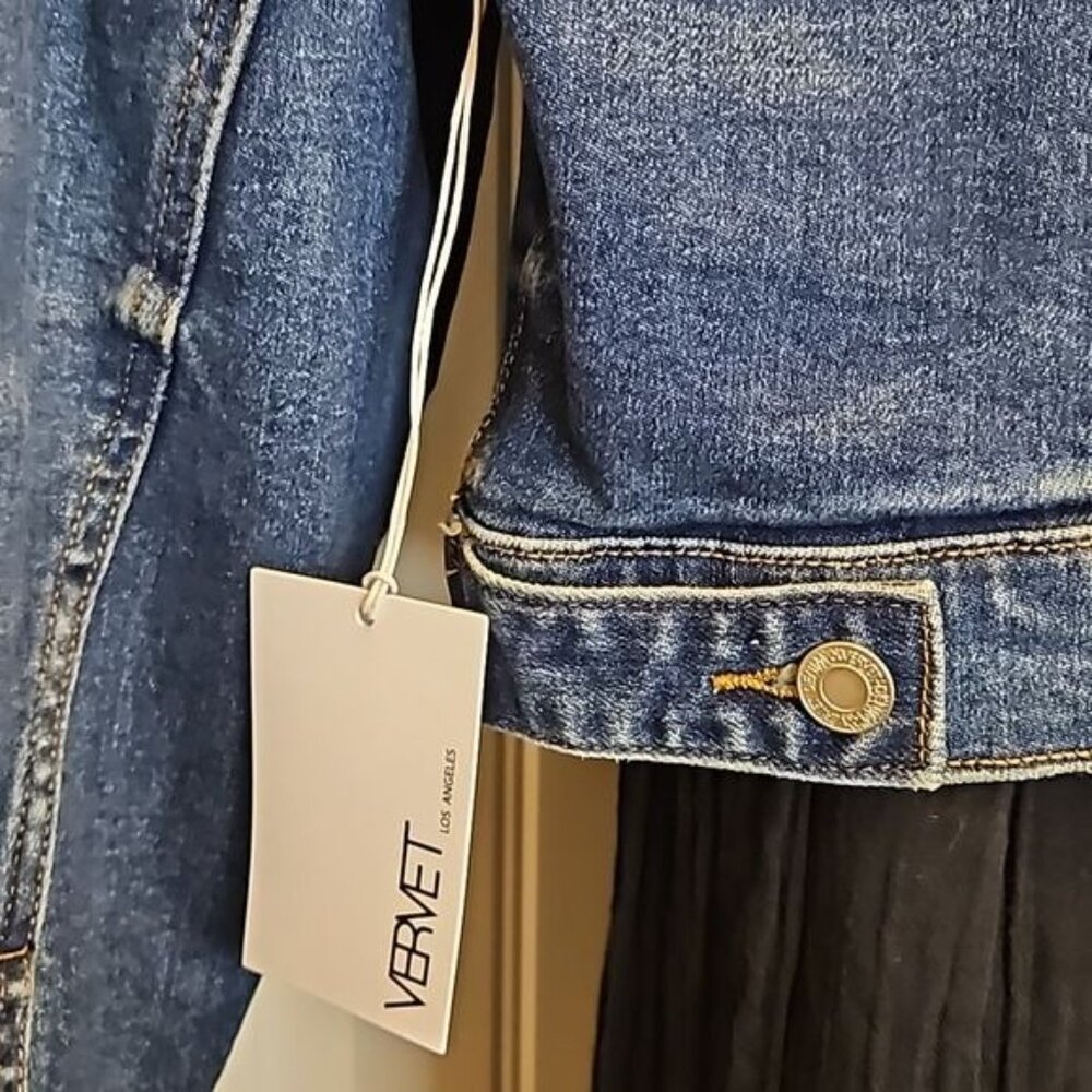 Vervet by Flying Monkey Denim Trucker Jacket Size Small New Jean Classic Women's - Picture 8 of 9